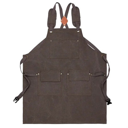 Work Canvas Aprons Cross Back Straps Large Pockets
