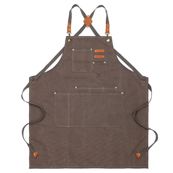 Work Canvas Aprons Cross Back Straps Large Pockets