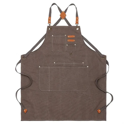 Work Canvas Aprons Cross Back Straps Large Pockets