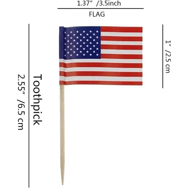 American Toothpick Flag Cupcake Topper Decoration
