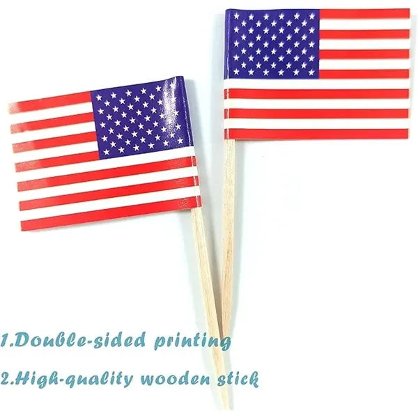 American Toothpick Flag Cupcake Topper Decoration