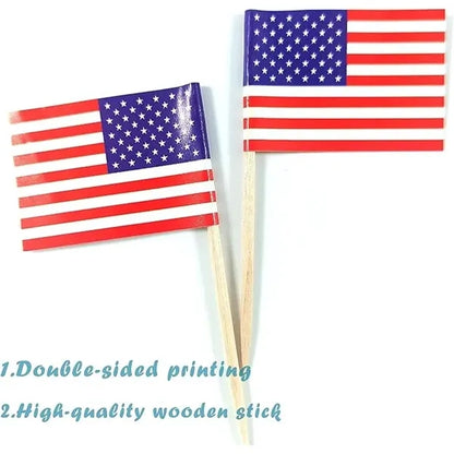 American Toothpick Flag Cupcake Topper Decoration