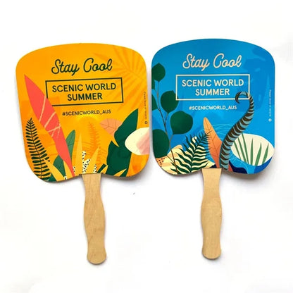 Wooden Handle Round Paper Hand Fan