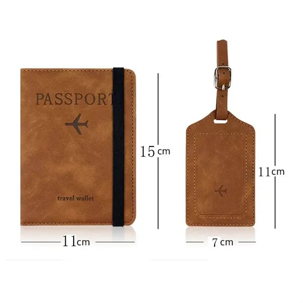 Passport Holder Cover RFID Wallet Case Luggage Tag Set