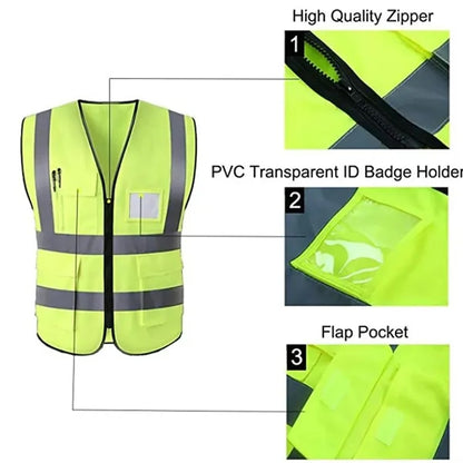 Multi Pockets High Visibility Reflective Safety Vests