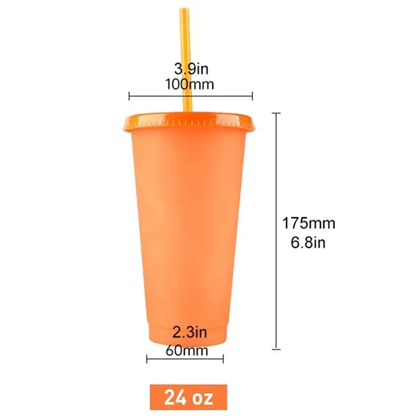 Color Changing Cups with Lids and Straws