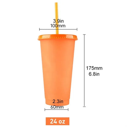 Color Changing Cups with Lids and Straws