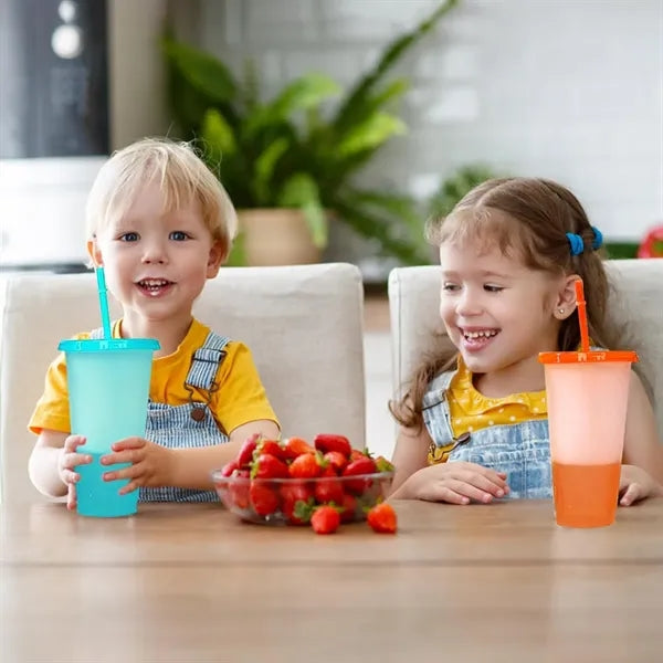 Color Changing Cups with Lids and Straws