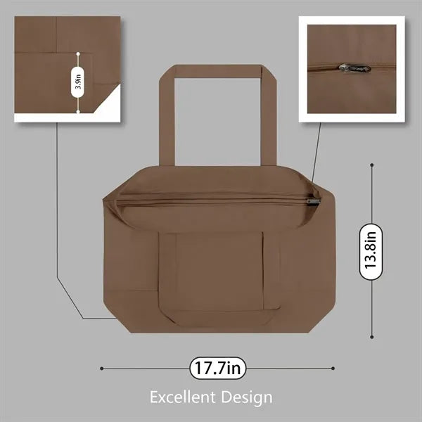 Canvas Tote Bag With Top Zipper Closure