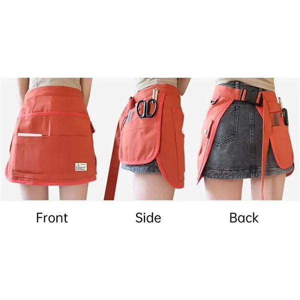 Multi-Pocket Bib Half Apron