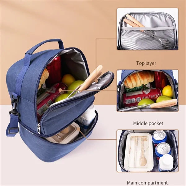 Double Layer Insulated Lunch Bag