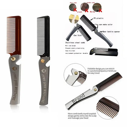 Stainless Steel Mustache Folding Comb