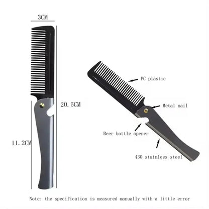 Stainless Steel Mustache Folding Comb