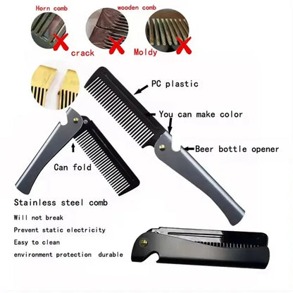 Stainless Steel Mustache Folding Comb
