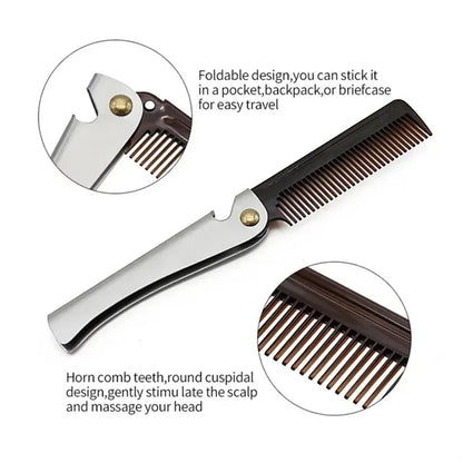 Stainless Steel Mustache Folding Comb