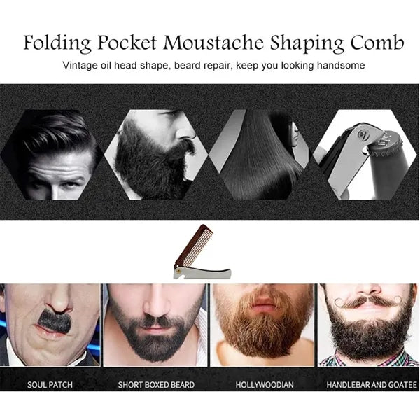 Stainless Steel Mustache Folding Comb