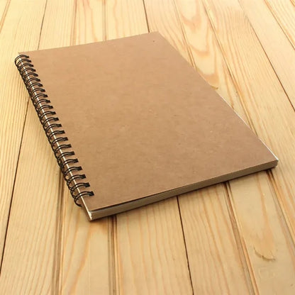 A5 Spiral Notebook Ruled Hard Kraft Cover 60 Sheets