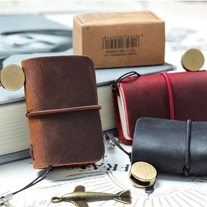 Crazy Horse Genuine Leather Mini Notebook Journal