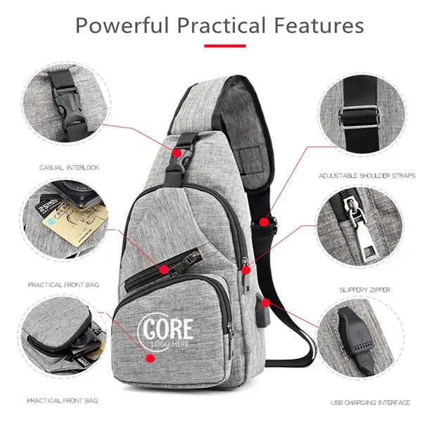 Men's Crossbody Bag with USB Charging Port
