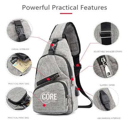Men's Crossbody Bag with USB Charging Port