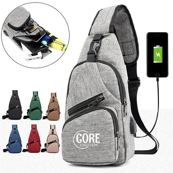 Men's Crossbody Bag with USB Charging Port
