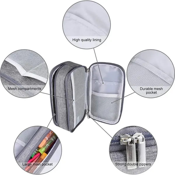 Custom Big Capacity Three-Tier Stationery Pencil Bag
