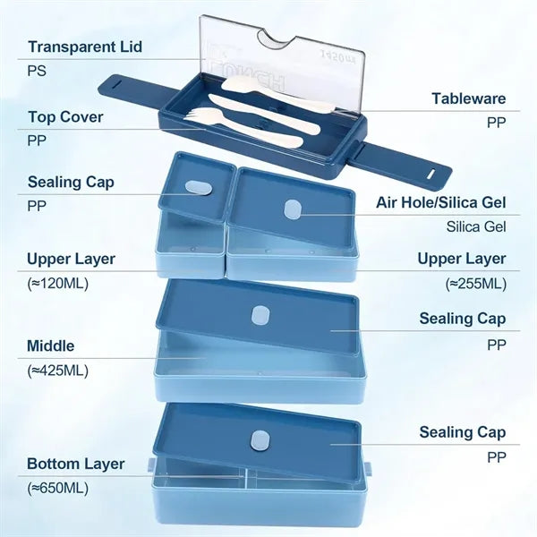 3 Compartment Stackable Bento Lunch Box