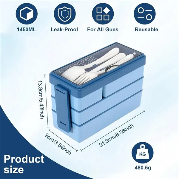 3 Compartment Stackable Bento Lunch Box
