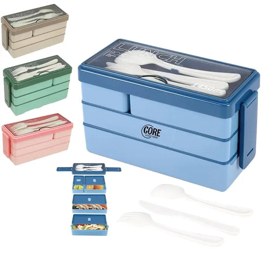 3 Compartment Stackable Bento Lunch Box