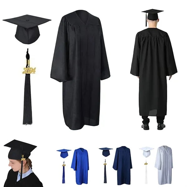 Graduation-mall Matte Graduation Gown Cap Tassel Set