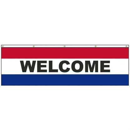 Welcome 3' x 10' Message Flag with Heading and Grommets