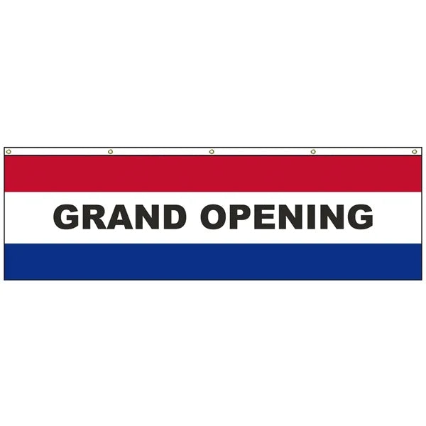 Grand Opening 3' x 10' Message Flag w/ Heading and Grommets