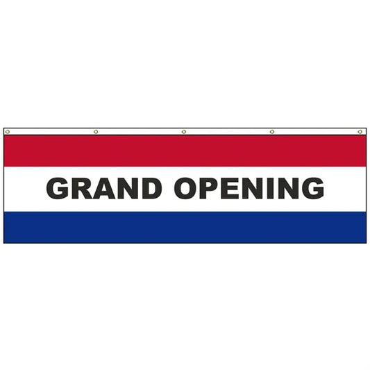 Grand Opening 3' x 10' Message Flag w/ Heading and Grommets