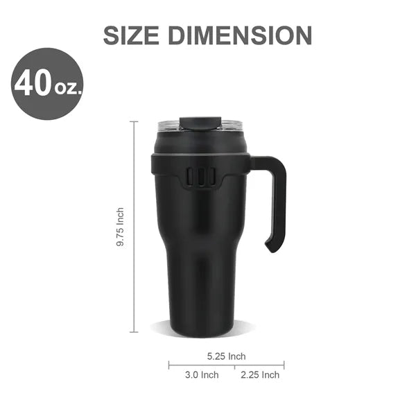 40 oz. Stainless Vacuum Insulated Mug w/ Handle, Straw & Lid