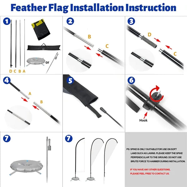 7' Teardrop Flag Kit Double Sided With Optional Base