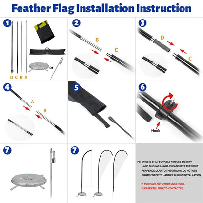 7' Teardrop Flag Kit Double Sided With Optional Base
