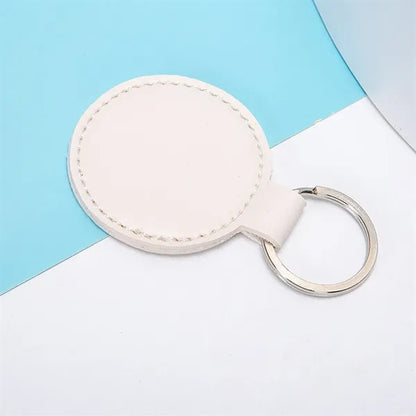 Round PU Leather Keychain