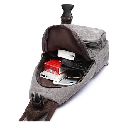 Canvas Sling Bag with USB Charging Port