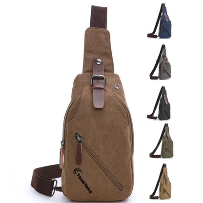 Men's Canvas Sling Bag with Magnetic Buckle