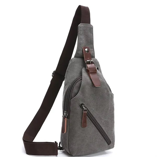 Men's Canvas Sling Bag with Magnetic Buckle