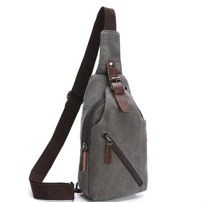 Men's Canvas Sling Bag with Magnetic Buckle