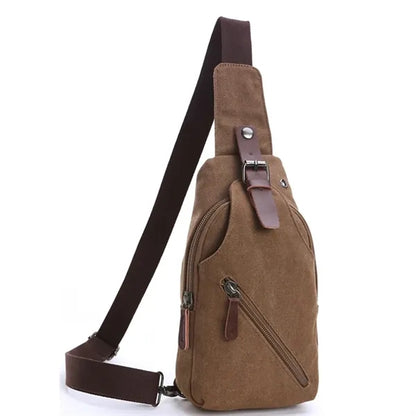 Men's Canvas Sling Bag with Magnetic Buckle