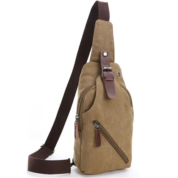 Men's Canvas Sling Bag with Magnetic Buckle