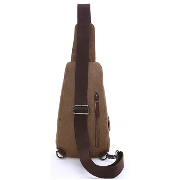 Men's Canvas Sling Bag with Magnetic Buckle