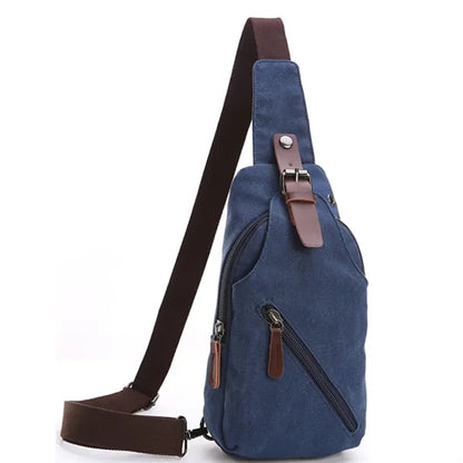 Men's Canvas Sling Bag with Magnetic Buckle