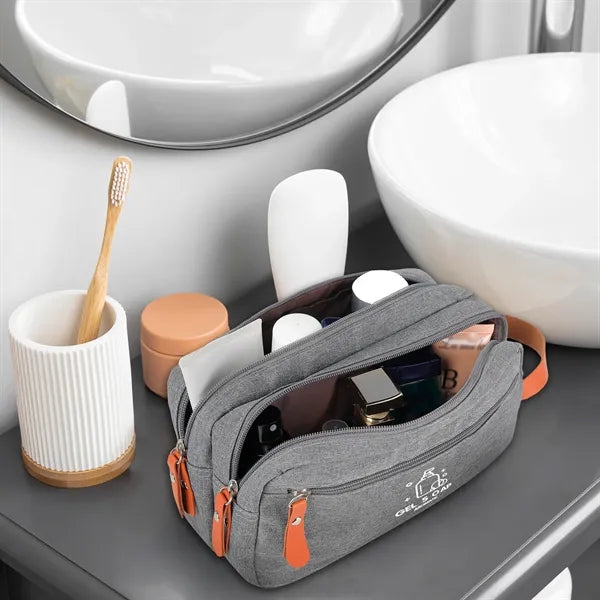 Heathered Travel Toiletry Bag ( 10'' x 4'' x 6'' )