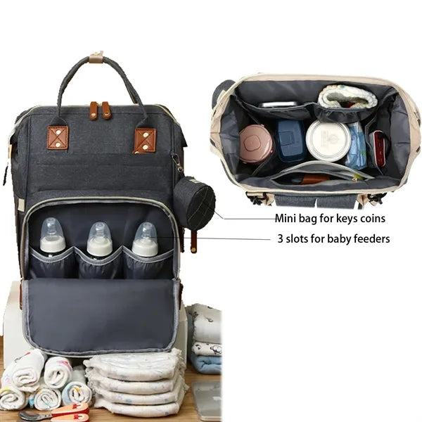 Mommy Feeding Bottle Backpack Diaper Bag with Charging Port