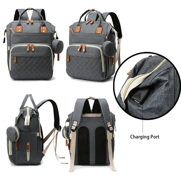 Mommy Feeding Bottle Backpack Diaper Bag with Charging Port