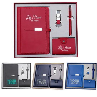 4 in 1 Office Notebook Pen Card Holder Wallet Keychain Set