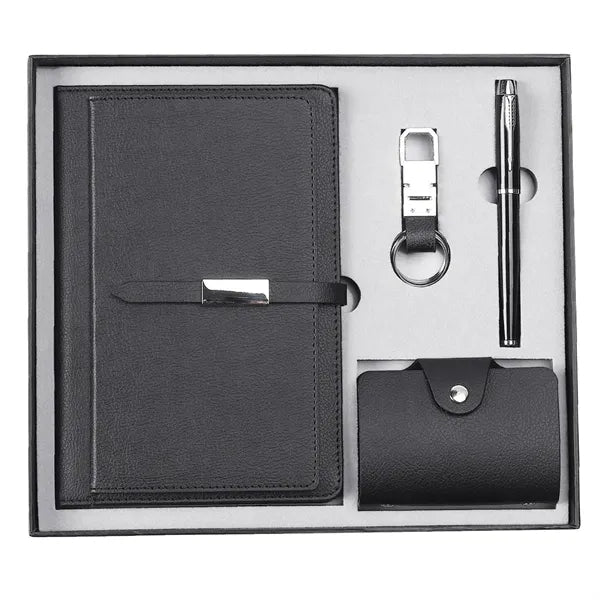 4 in 1 Office Notebook Pen Card Holder Wallet Keychain Set
